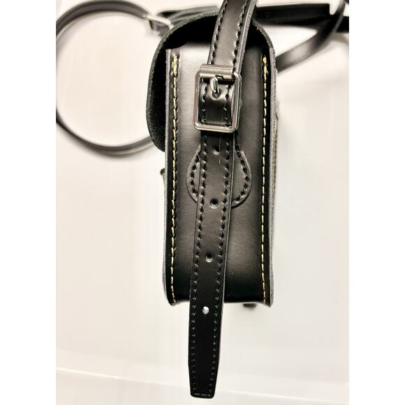Dr Martens Black Leather Bag Buckle Crossbody Biker Womans Unused 8x5" Saddle - Picture 5 of 8